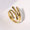 Wholesale Geometric Line Opening Ring In Stainless Steel With Gold Plated Electroplating Simple Cold Style For Women