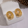 Wholesale Geometric Line Oval Ring Earrings For Women Stainless Steel Pvd Furnace Vacuum Real Gold Plated