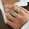 Wholesale Geometric Line Stainless Steel Open Ring With Vacuum Real Gold Plating In Pvd Furnace For Women And Unisex