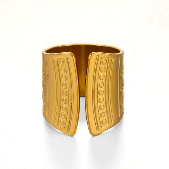 Wholesale Geometric Line Stainless Steel Ring For Women With Ins Style And 18K Gold Plated Electroplating