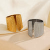 Wholesale Geometric Line Stainless Steel Ring For Women With Ins Style And 18K Gold Plated Electroplating