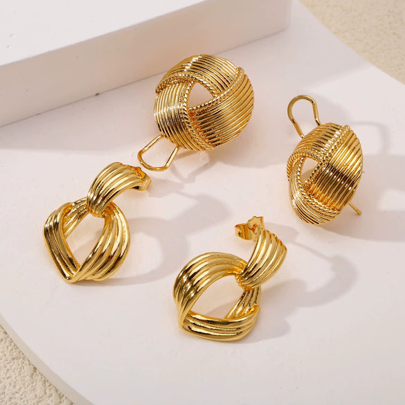 Wholesale Geometric Lines Design Copper Electroplated Women's Earrings
