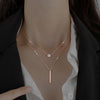 Wholesale Geometric Long Double Layer Round Flash Diamond Necklace For Women Alloy Material With Electroplating Process Simple And Fashionable