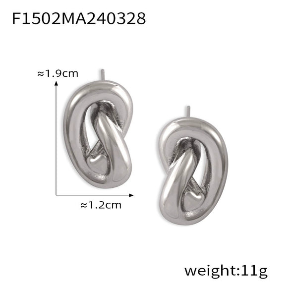 Wholesale Geometric Love Line Twist Design 316L Stainless Steel Gold Plated Hollow Earrings For Women