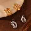 Wholesale Geometric Love Line Twist Design 316L Stainless Steel Gold Plated Hollow Earrings For Women