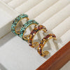 Wholesale Geometric Maillard Style Cshaped Natural Stone Earrings With 925 Silver Needles And Electroplating For Women