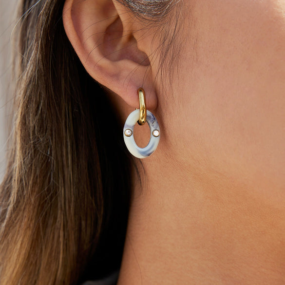 Wholesale Geometric Maillard Style Electroplated Stainless Steel Double Hoop Earrings For Women