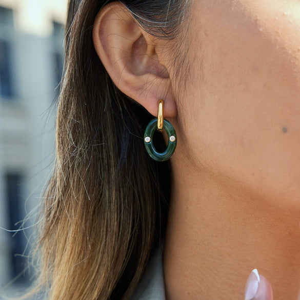 Wholesale Geometric Maillard Style Electroplated Stainless Steel Double Hoop Earrings For Women