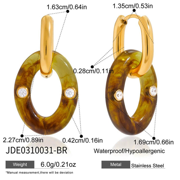 Wholesale Geometric Maillard Style Electroplated Stainless Steel Double Hoop Earrings For Women