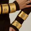 Wholesale Geometric Matte Texture Electroplated Stainless Steel Bracelet Set With Full Zircon Cross For Women