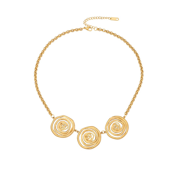 Wholesale Geometric Metal Irregular Stainless Steel Necklace With O Shaped Chain And Electroplating Treatment For Women
