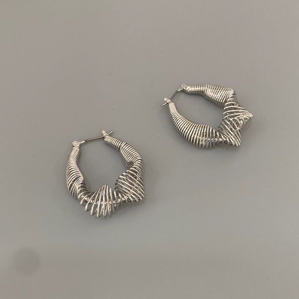 Wholesale Geometric Metal Spring Earrings For Women Copper Electroplated