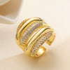 Wholesale Geometric Micropaved Copper 18K Gold Plated Zircon Opening Ring For Women
