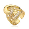 Wholesale Geometric Micropaved Copper 18K Gold Plated Zircon Opening Ring For Women