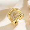 Wholesale Geometric Micropaved Copper 18K Gold Plated Zircon Opening Ring For Women