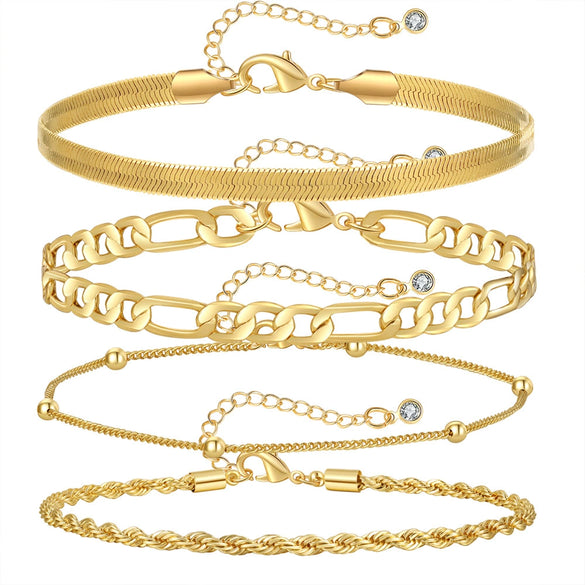 Wholesale Geometric Minimalist Copper Real Gold Plated Anklet For Women