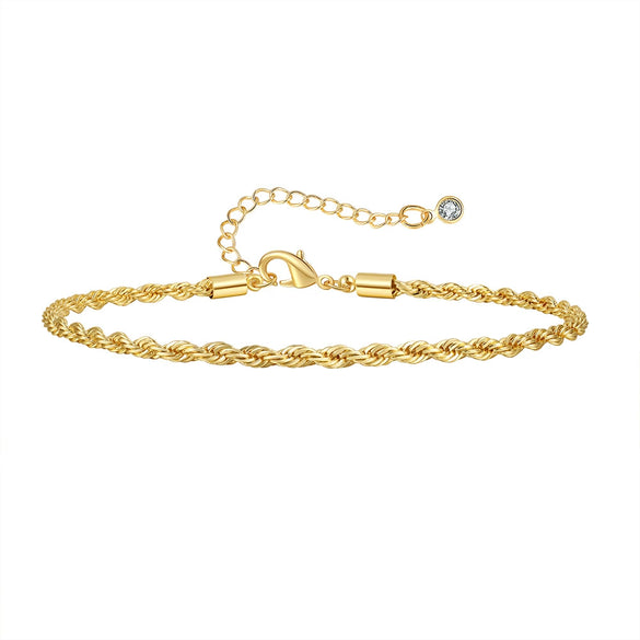 Wholesale Geometric Minimalist Copper Real Gold Plated Anklet For Women