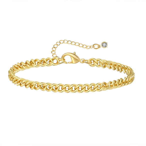 Wholesale Geometric Minimalist Copper Real Gold Plated Anklet For Women