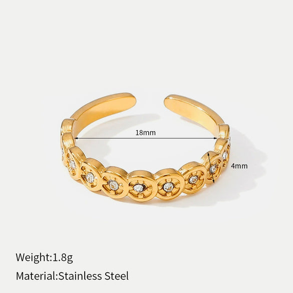 Wholesale Geometric Minimalist Gold Diamondencrusted Adjustable Titanium Steel Ring With Water Dropshaped Opening For Women And Men Polished Electroplated