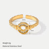 Wholesale Geometric Minimalist Gold Diamondencrusted Adjustable Titanium Steel Ring With Water Dropshaped Opening For Women And Men Polished Electroplated