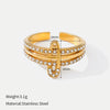 Wholesale Geometric Minimalist Gold Diamondencrusted Adjustable Titanium Steel Ring With Water Dropshaped Opening For Women And Men Polished Electroplated