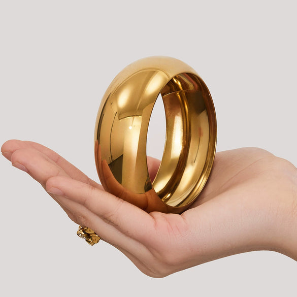 Wholesale Geometric Minimalist Light Luxury Stainless Steel 18K Gold Plated Finely Polished Mirror Bracelet Accessory