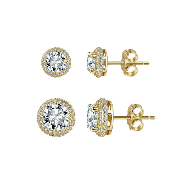 Wholesale Geometric Moissanite Inlaid Gold Plated 925 Silver Earrings For Women