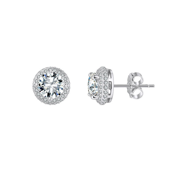 Wholesale Geometric Moissanite Inlaid Gold Plated 925 Silver Earrings For Women