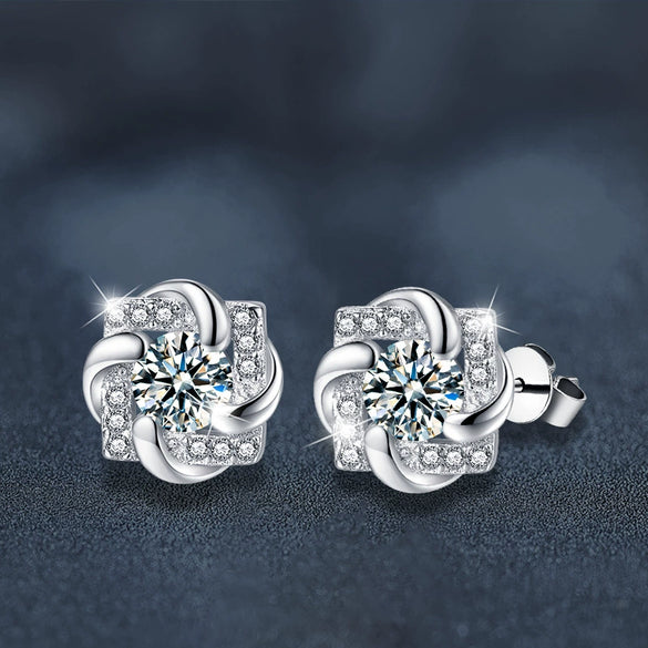Wholesale Geometric Moissanite S925 Sterling Silver Windmill Earrings For Women