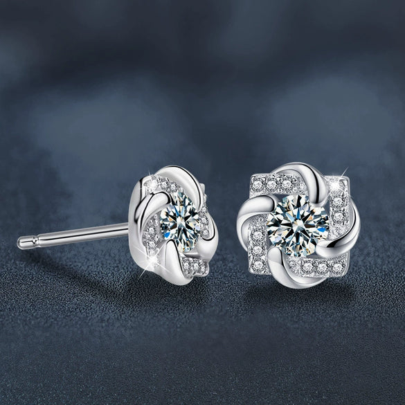 Wholesale Geometric Moissanite S925 Sterling Silver Windmill Earrings For Women
