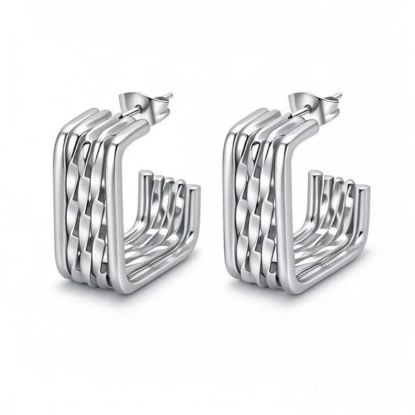 Wholesale Geometric Multilayer Titanium Steel Earrings Electroplated Light Luxury Fashion Jewelry