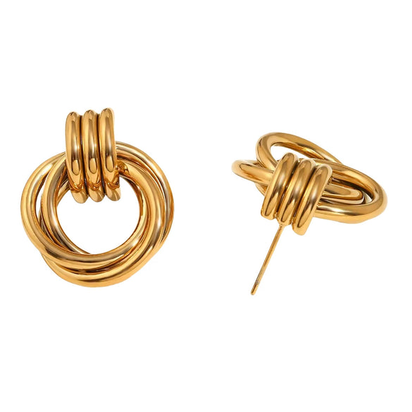 Wholesale Geometric Multilayer Titanium Steel Earrings Electroplated Light Luxury Fashion Jewelry