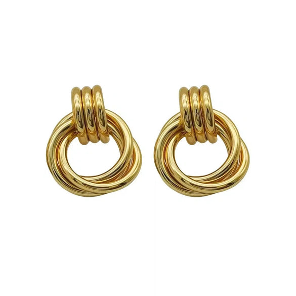 Wholesale Geometric Multilayer Titanium Steel Earrings Electroplated Light Luxury Fashion Jewelry