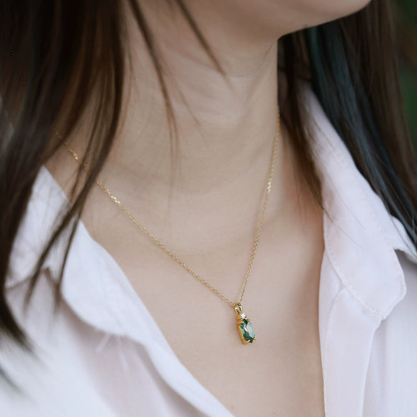 Wholesale Geometric Natural Agate 925 Silver Pendant For Women