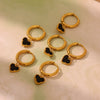 Wholesale Geometric Natural Black Agate 316L Stainless Steel Electroplated Fashion Girl Earrings