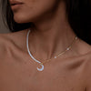 Wholesale Geometric Natural Freshwater Pearl S925 Sterling Silver Crescent Pendant Necklace With Electroplating For Women