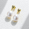 Wholesale Geometric Natural Pearl Inlaid S925 Sterling Silver Earrings For Women