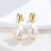 Wholesale Geometric Natural Pearl Inlaid S925 Sterling Silver Earrings For Women