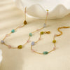 Wholesale Geometric Natural Stone Stainless Steel 18K Gold Plated Bracelet And Necklace Set For Women