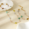Wholesale Geometric Natural Stone Stainless Steel 18K Gold Plated Bracelet And Necklace Set For Women