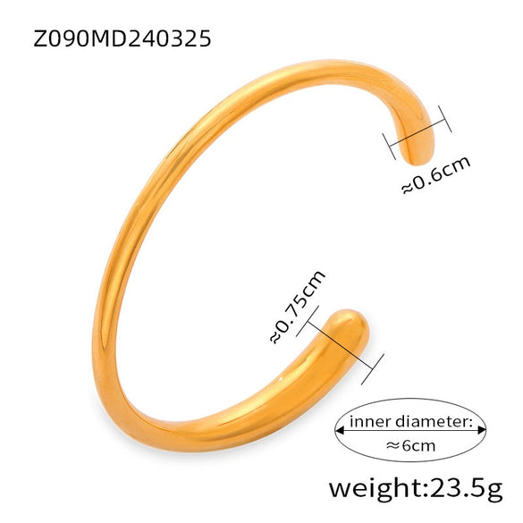 Wholesale Geometric Niche Style 316L Stainless Steel Gold Plated Open Bracelet Jewelry