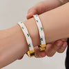 Wholesale Geometric Oildrip Devil's Eye Clasp Bracelet Stainless Steel 18K Gold Plated Jewelry