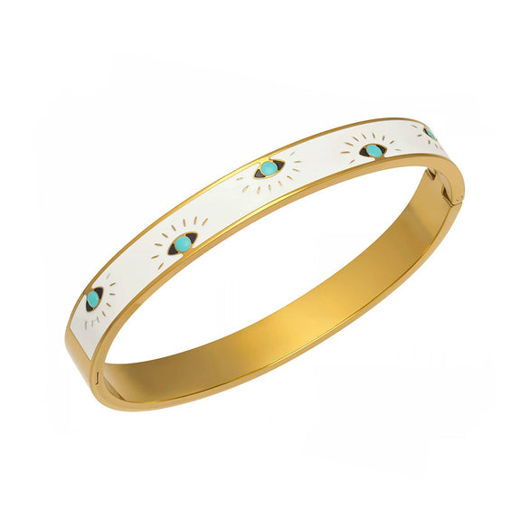 Wholesale Geometric Oildrip Devil's Eye Clasp Bracelet Stainless Steel 18K Gold Plated Jewelry