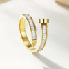 Wholesale Geometric Open Nailshaped Stainless Steel Ring Inlaid With Diamonds Electroplated Jewelry For Unisex
