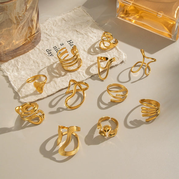 Wholesale Geometric Open Ring Hand Jewelry In Stainless Steel With Electroplating For Women