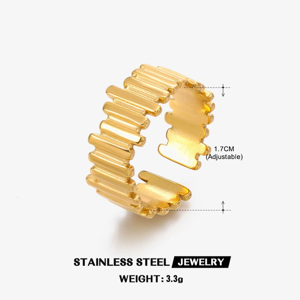 Wholesale Geometric Open Stainless Steel Women's Ring With 18K Gold Plated Electroplating