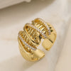 Wholesale Geometric Open Women's Fashion Retro Ring Copper 18K Gold Plated Micropaved