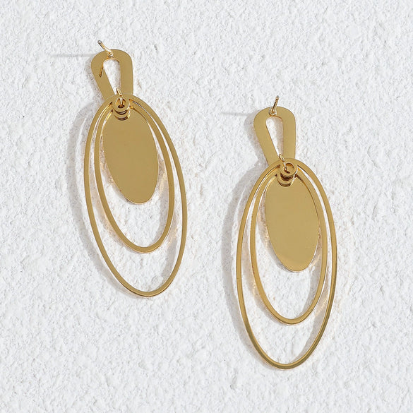 Wholesale Geometric Oval Hoop Stainless Steel 18K Goldplated Women's Casual Earrings