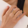 Wholesale Geometric Oval Interlocking Stainless Steel Goldplated Ring Casual Elegant And Adjustable For Women