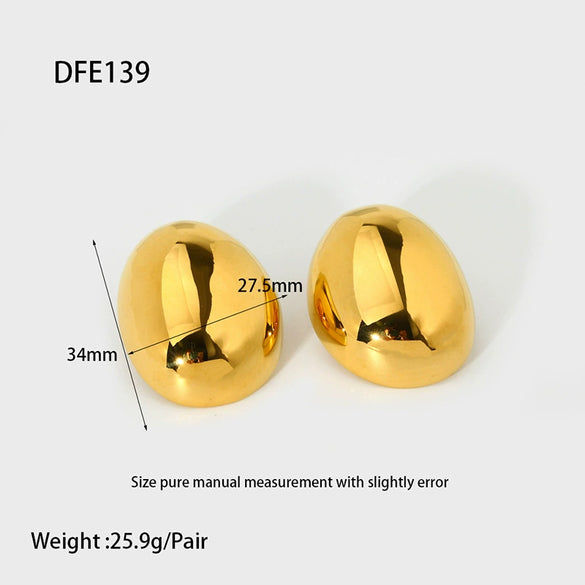 Wholesale Geometric Oval 18K Gold Plated Stainless Steel Earrings For Women Simple Modern Style Jewelry